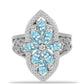 Anillo de Plata con Apatita Azul Cielo y Topacio Blanco