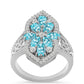 Anillo de Plata con Apatita Azul Cielo y Topacio Blanco