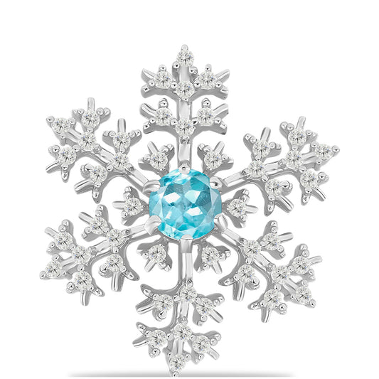 Colgante de Plata con Apatita Azul Cielo y Topacio Blanco
