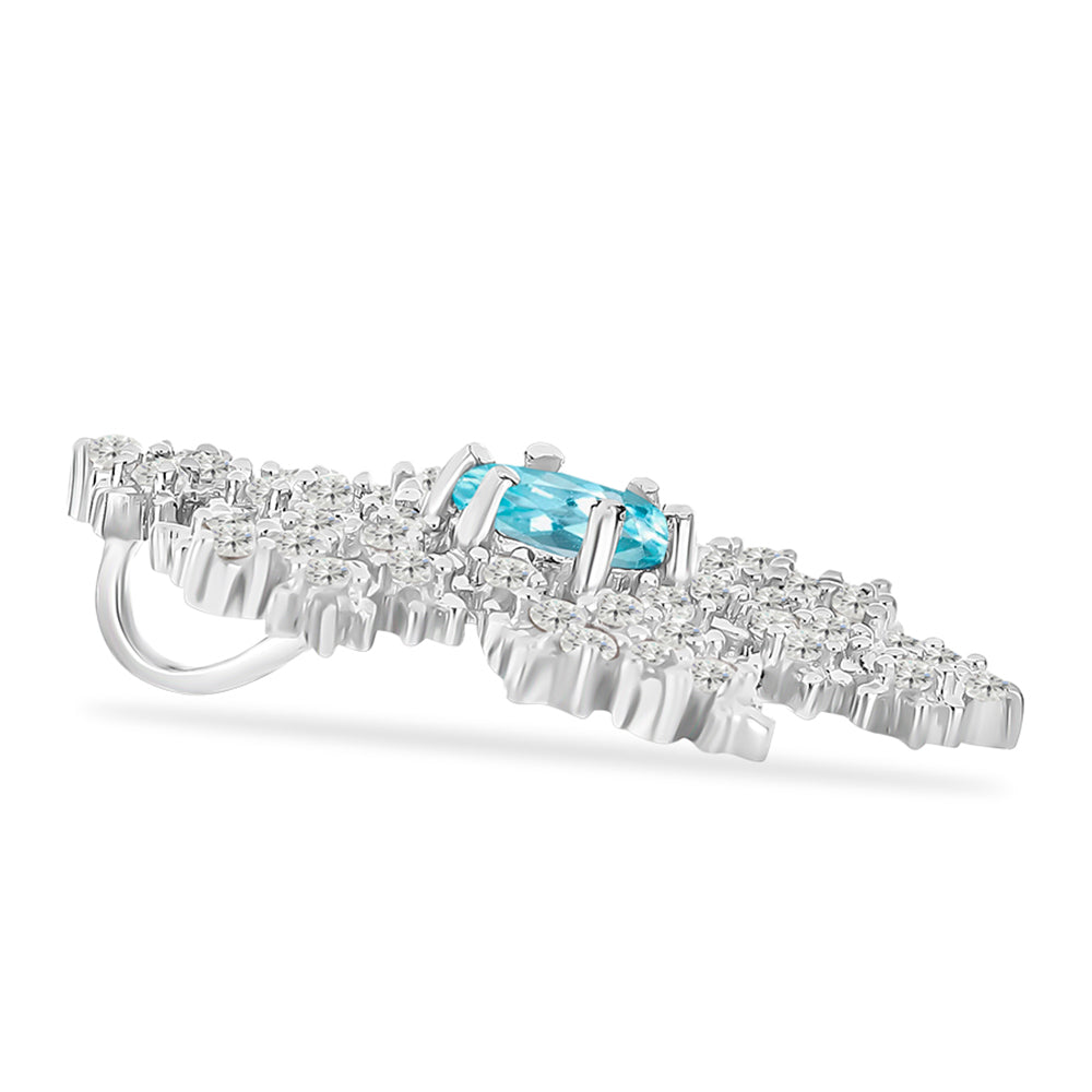 Colgante de Plata con Apatita Azul Cielo y Topacio Blanco