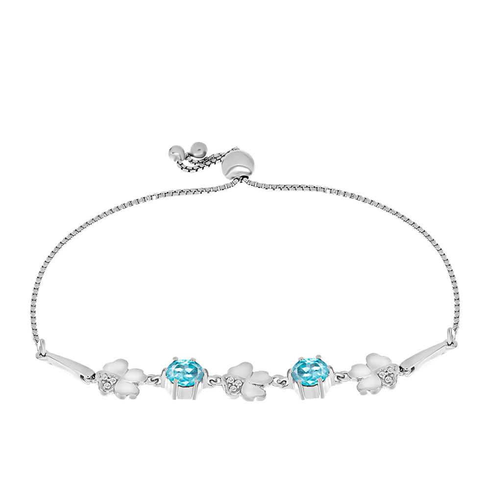 Pulsera de Plata con Apatita Azul Cielo y Topacio Blanco 1 