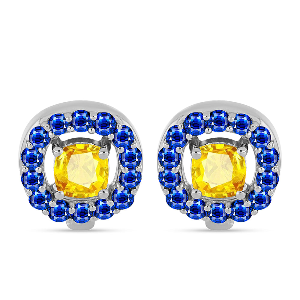 Pendientes de Plata con Zafiro Amarillo y Zafiro azul Australiano 1 