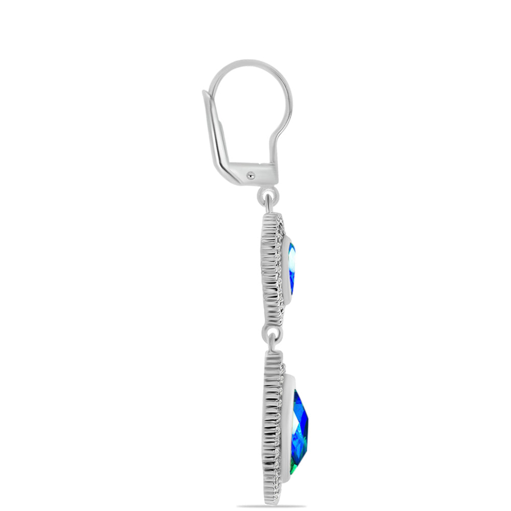 Pendientes de Plata con Cuarzo Pavo Real y Topacio Blanco 2 