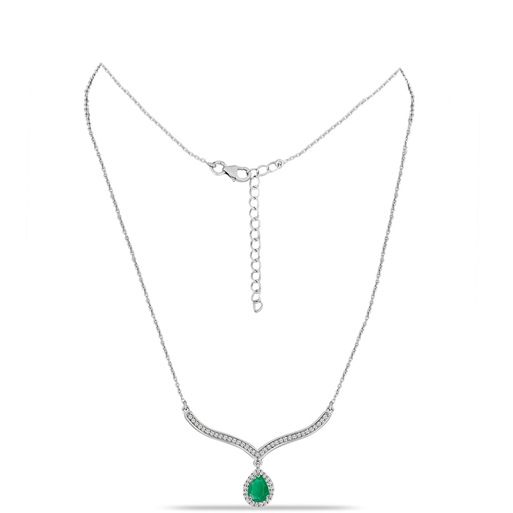 Collar de Plata con Esmeralda de Brasil y Topacio Blanco 1 