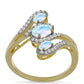 Anillo de Plata Bañada en Oro con Piedra Lunar Arco Iris y Topacio Blanco
