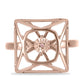 Anillo de Plata Bañada en Oro Rosa con Diamante Rosa Danzantes