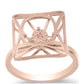 Anillo de Plata Bañada en Oro Rosa con Diamante Rosa Danzantes
