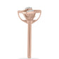 Anillo de Plata Bañada en Oro Rosa con Diamante Rosa Danzantes y Topacio Blanco