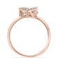 Anillo de Plata Bañada en Oro Rosa con Diamante Rosa Danzantes y Topacio Blanco
