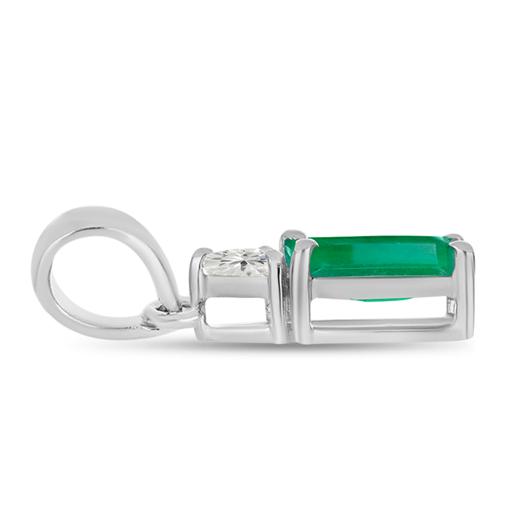 Colgante de Plata con Esmeralda de Brasil y Topacio Blanco 2 