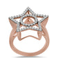 Anillo de Plata Bañada en Oro Rosa con Diamante Rosa Danzantes y Topacio Blanco