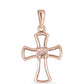 Cruz Colgante de Plata Bañada en Oro Rosa con Diamante Rosa Danzantes