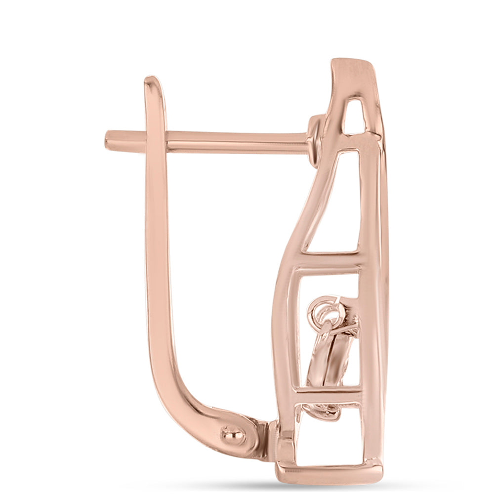Pendientes de Plata Bañada en Oro Rosa con Diamante Rosa Danzantes 2 