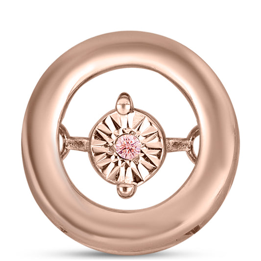Colgante de Plata Bañada en Oro Rosa con Diamante Rosa Danzantes