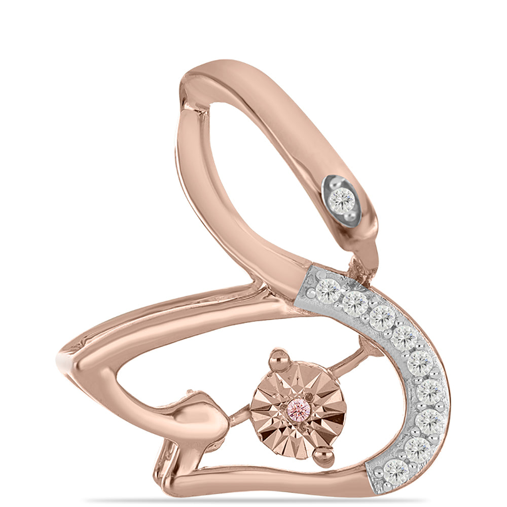 Colgante de Plata Bañada en Oro Rosa con Diamante Rosa Danzantes y Topacio Blanco 1 