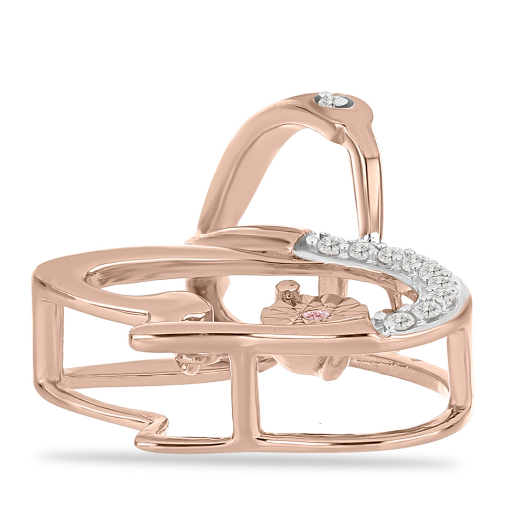 Colgante de Plata Bañada en Oro Rosa con Diamante Rosa Danzantes y Topacio Blanco