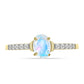 Anillo de Plata Bañada en Oro con Piedra Lunar Arco Iris y Topacio Blanco