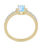 Anillo de Plata Bañada en Oro con Piedra Lunar Arco Iris y Topacio Blanco