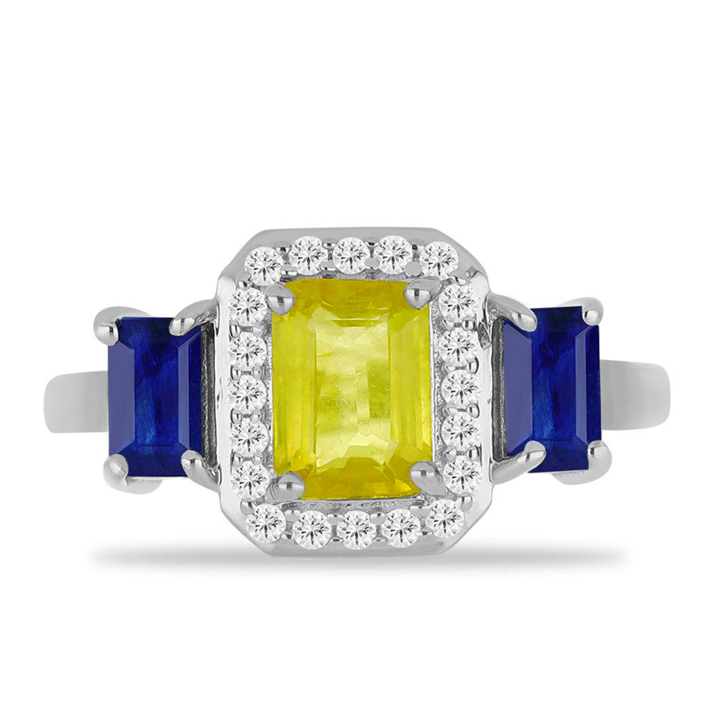 Anillo de Plata con Zafiro Amarillo y Zafiro azul Australiano 1 