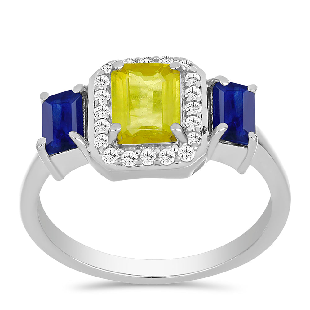 Anillo de Plata con Zafiro Amarillo y Zafiro azul Australiano 3 