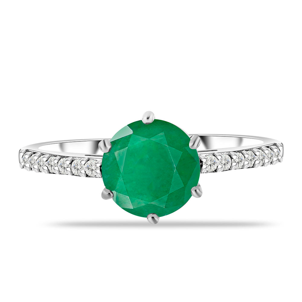 Anillo de Plata con Esmeralda de Brasil y Topacio Blanco 1 