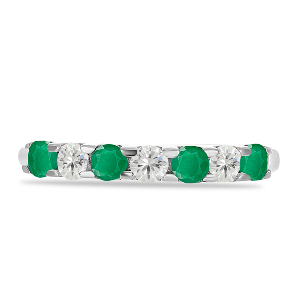 Anillo de Plata con Esmeralda de Brasil y Topacio Blanco 1 