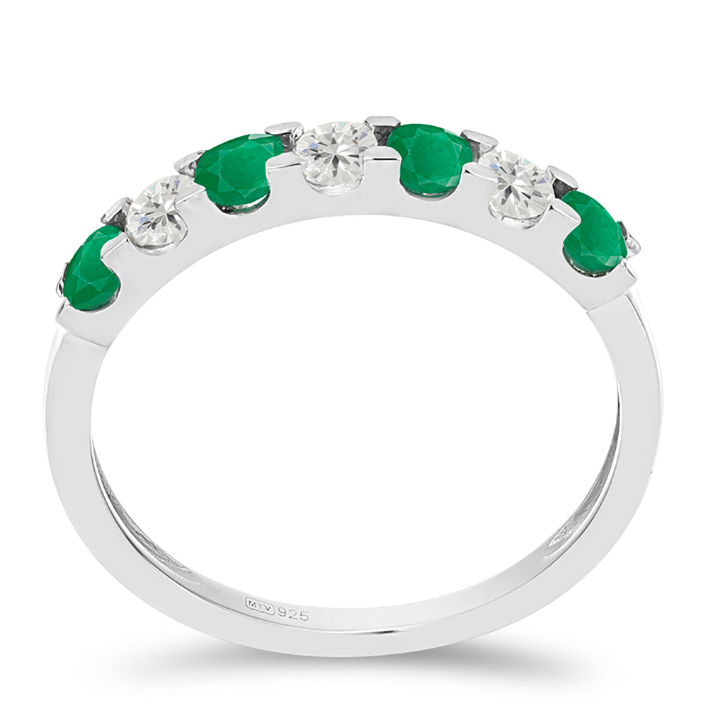 Anillo de Plata con Esmeralda de Brasil y Topacio Blanco 2 