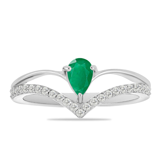 Anillo de Plata con Esmeralda de Brasil y Topacio Blanco