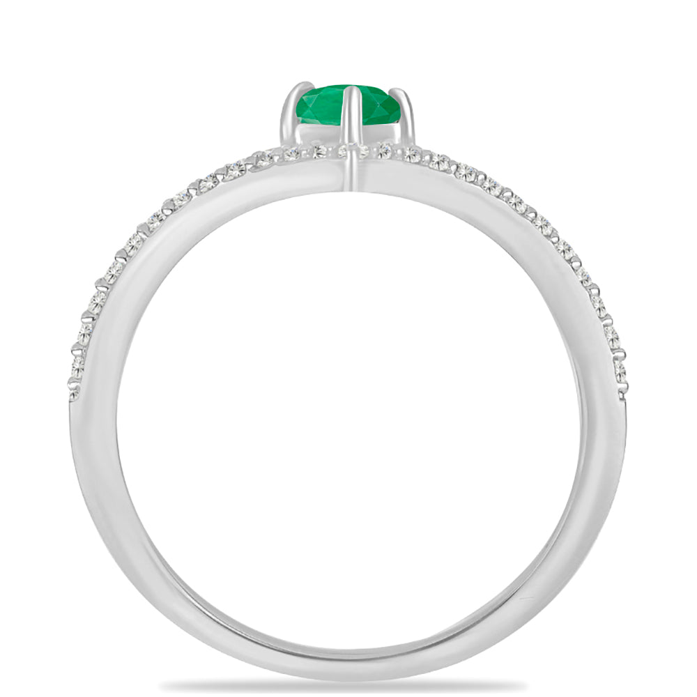 Anillo de Plata con Esmeralda de Brasil y Topacio Blanco 2 