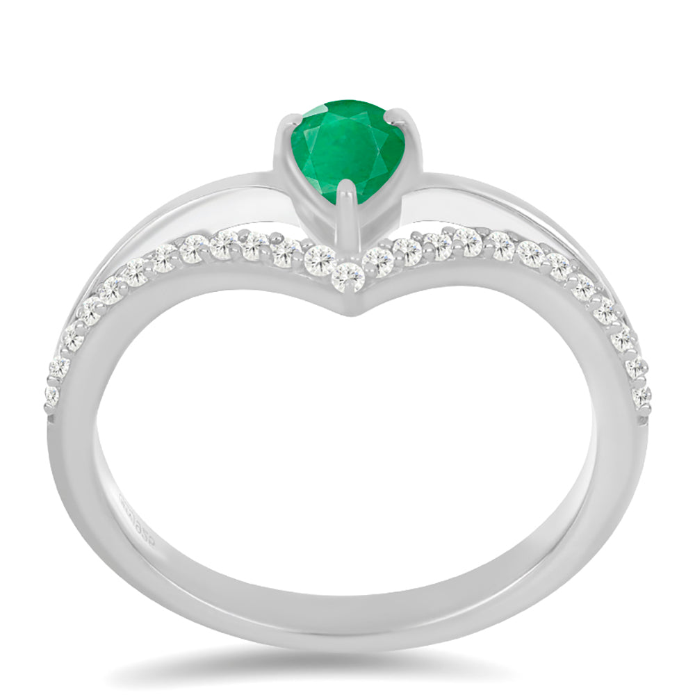 Anillo de Plata con Esmeralda de Brasil y Topacio Blanco 3 