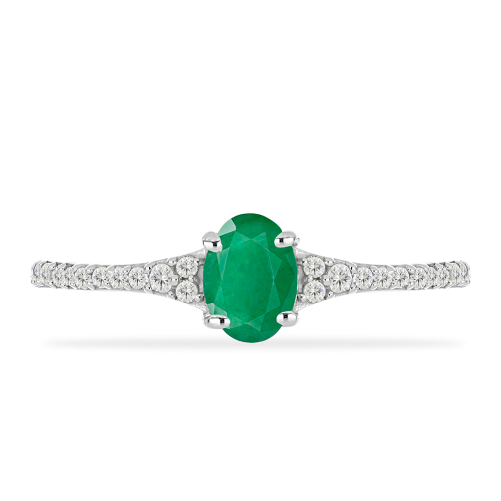 Anillo de Plata con Esmeralda de Brasil y Topacio Blanco 1 
