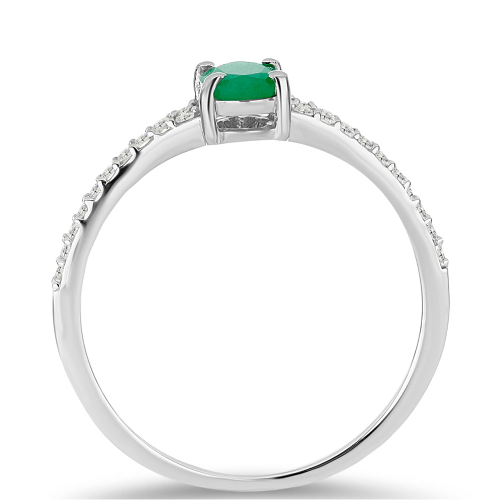 Anillo de Plata con Esmeralda de Brasil y Topacio Blanco