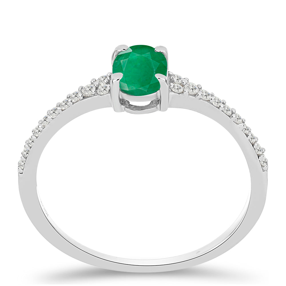 Anillo de Plata con Esmeralda de Brasil y Topacio Blanco 4 