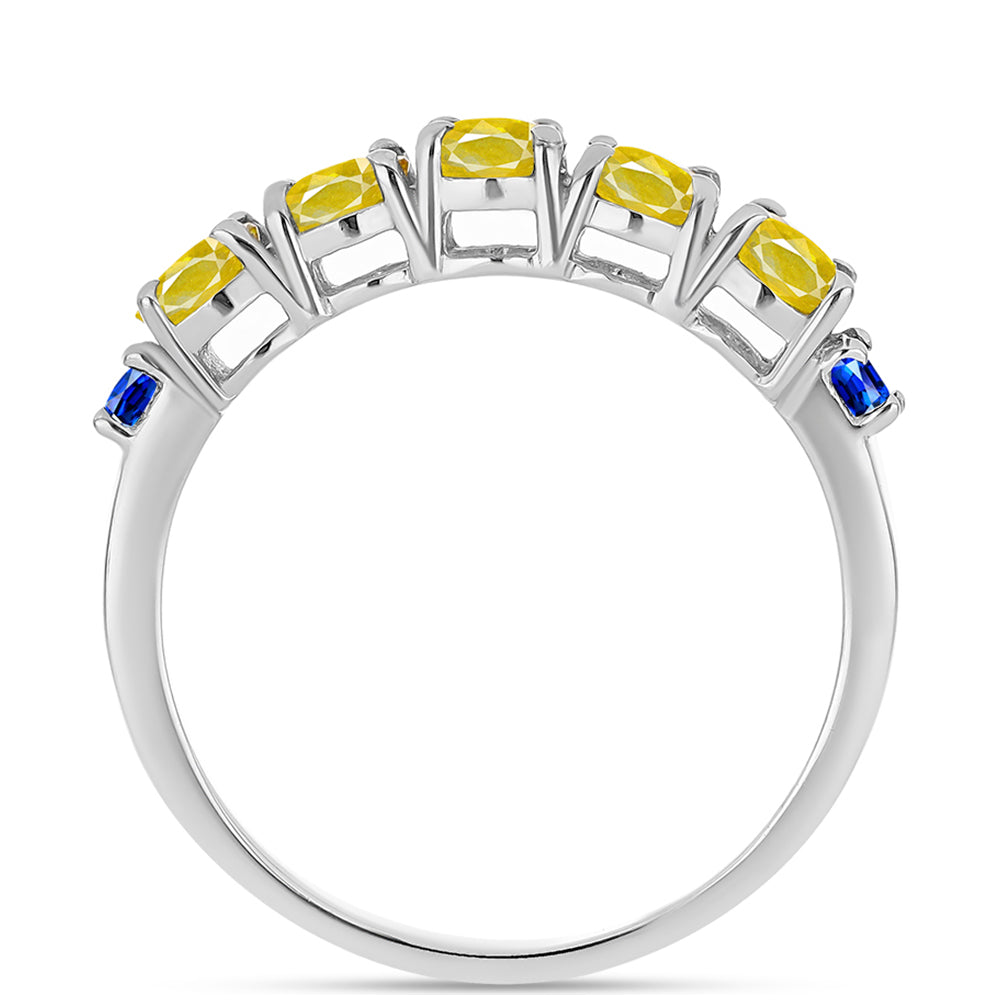 Anillo de Plata con Zafiro Amarillo y Zafiro Azul Australiano 2 