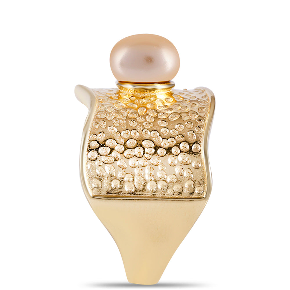 Anillo de Plata Bañada en Oro con Perla Dorada de Agua Dulce 3 