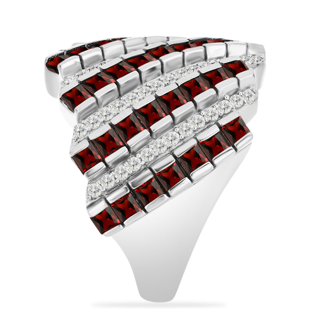 Anillo de Plata con Granate Barton y Topacio Blanco
