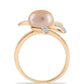 Anillo de Plata Bañada en Oro con Perla Dorada de Agua Dulce y Topacio Blanco