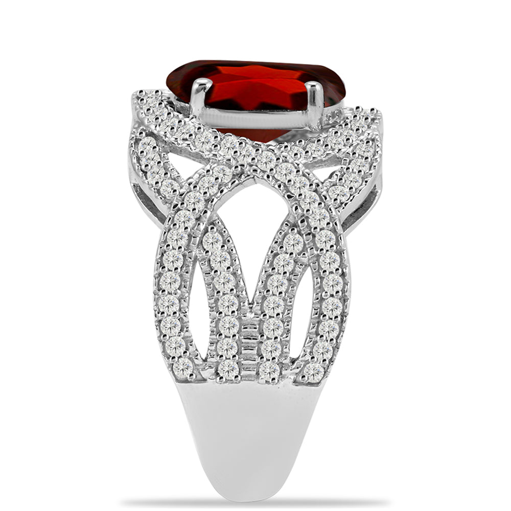 Anillo de Plata con Granate Barton y Topacio Blanco