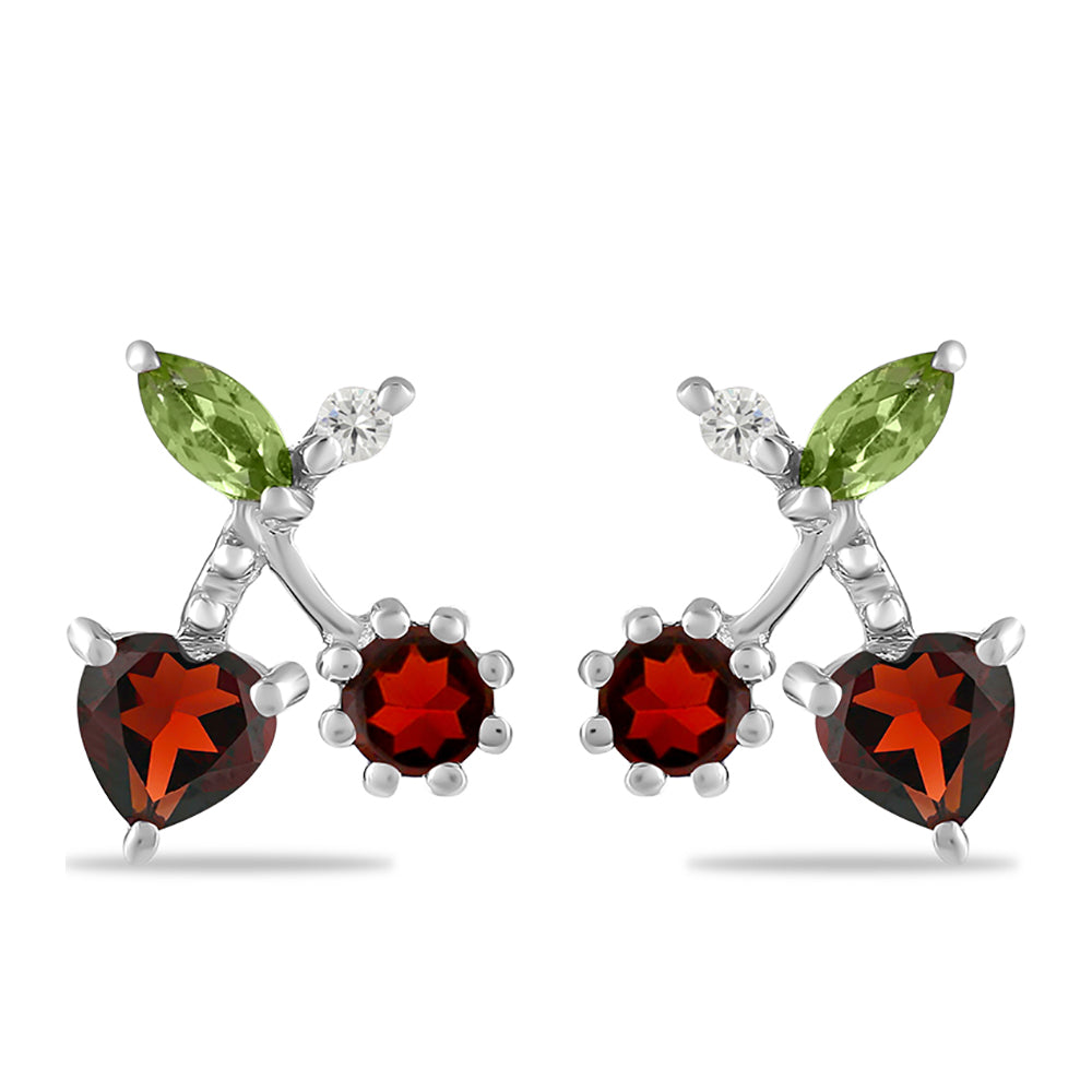 Pendientes de Plata con Granate Barton y Peridoto de Changbai 1 