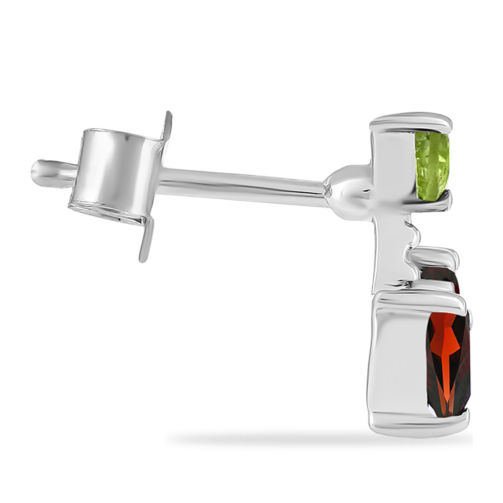 Pendientes de Plata con Granate Barton y Peridoto de Changbai 2 