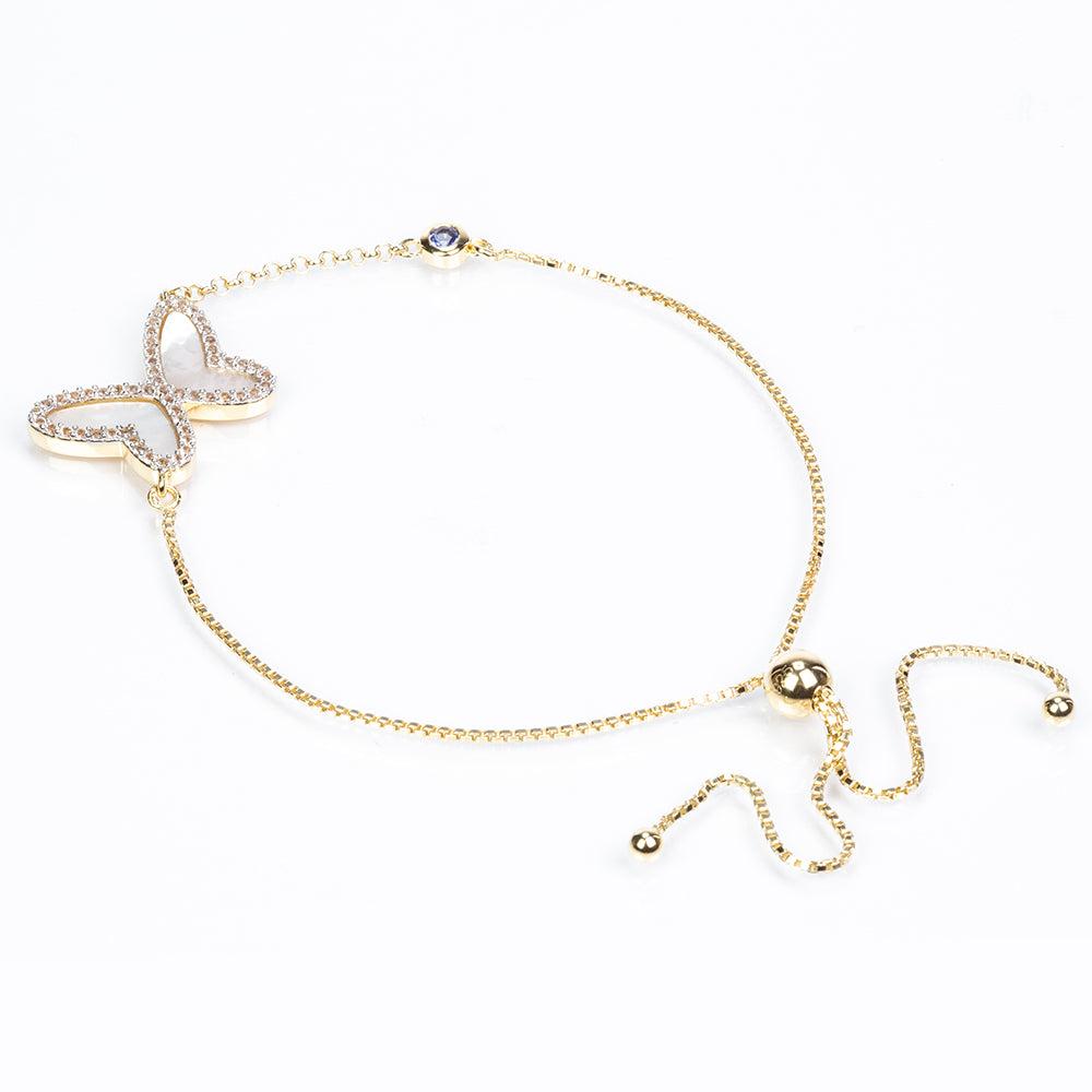Pulsera de Plata Bañada en Oro con Tanzanita AAA y Madreperla 2 