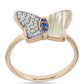 Anillo de Plata Bañada en Oro con Tanzanita AAA y Madreperla