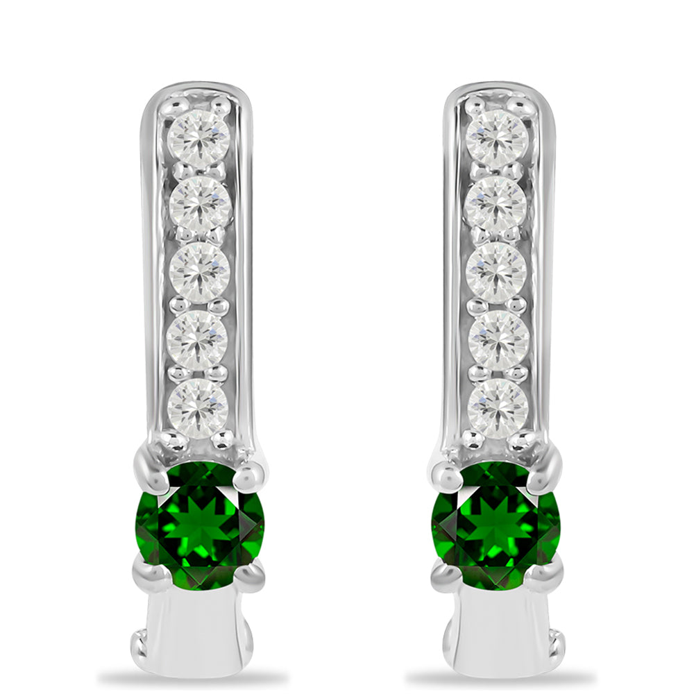 Pendientes de Plata con Diópsido de Cromo y Topacio Blanco 1 