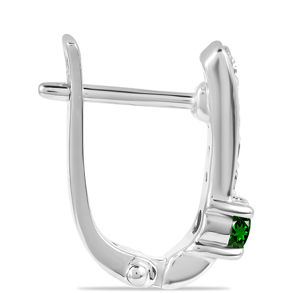 Pendientes de Plata con Diópsido de Cromo y Topacio Blanco 2 