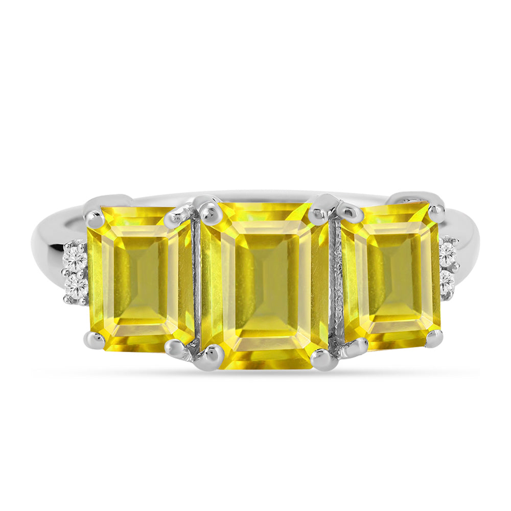 Anillo de Plata con Citrino de los Montes Urales y Topacio Blanco 1 