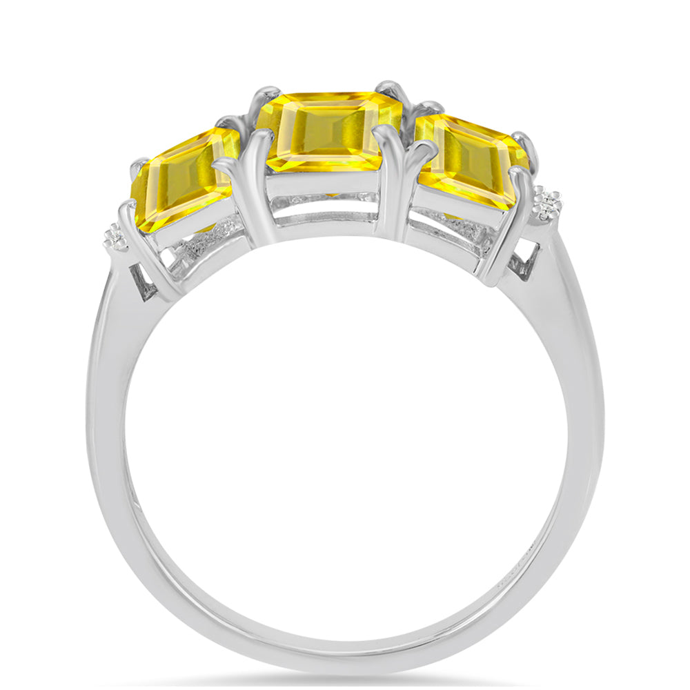 Anillo de Plata con Citrino de los Montes Urales y Topacio Blanco 2 