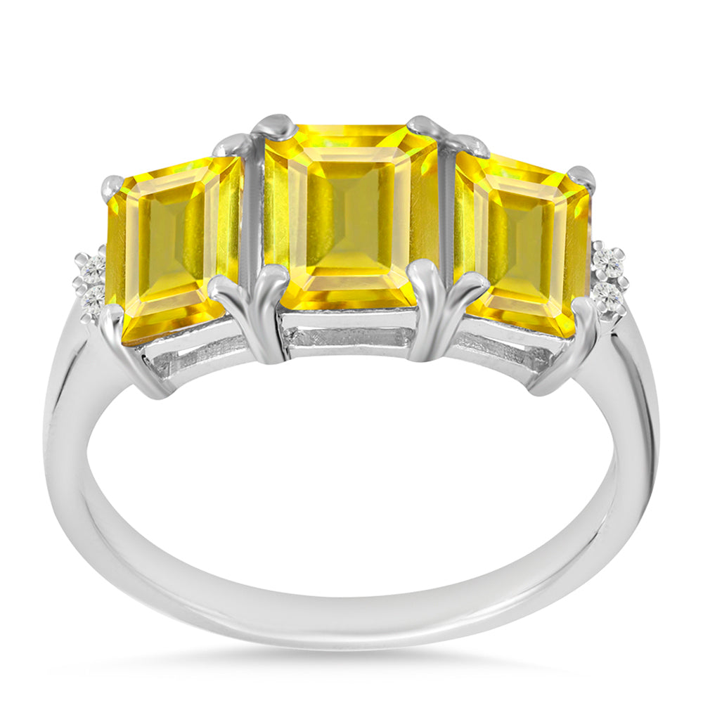 Anillo de Plata con Citrino de los Montes Urales y Topacio Blanco 3 