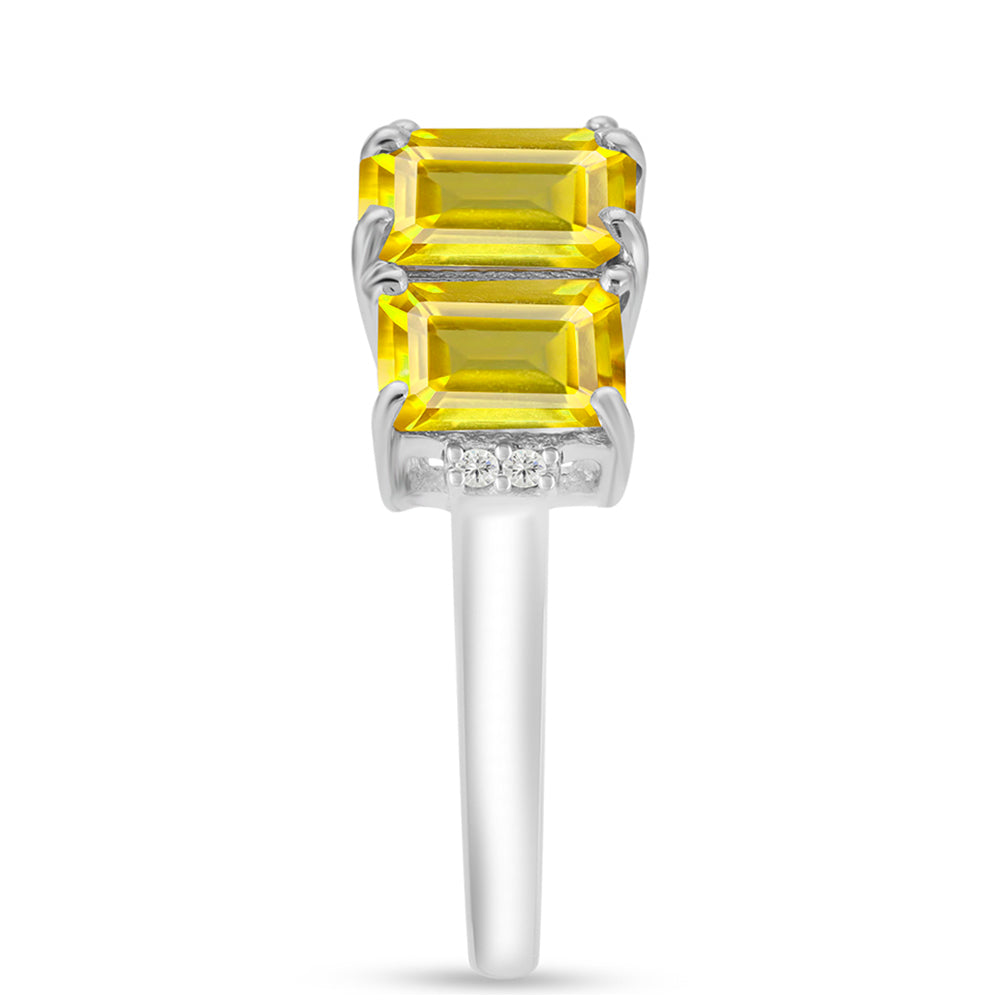 Anillo de Plata con Citrino de los Montes Urales y Topacio Blanco