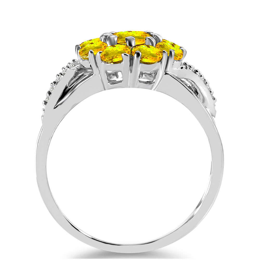 Anillo de Plata con Citrino de los Montes Urales y Topacio Blanco 2 