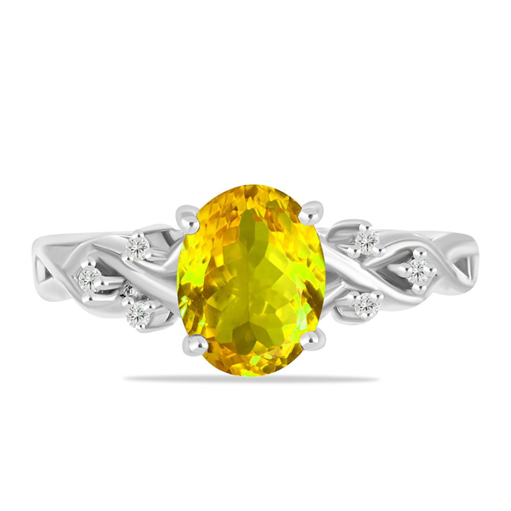 Anillo de Plata con Citrino de los Montes Urales y Topacio Blanco 1 